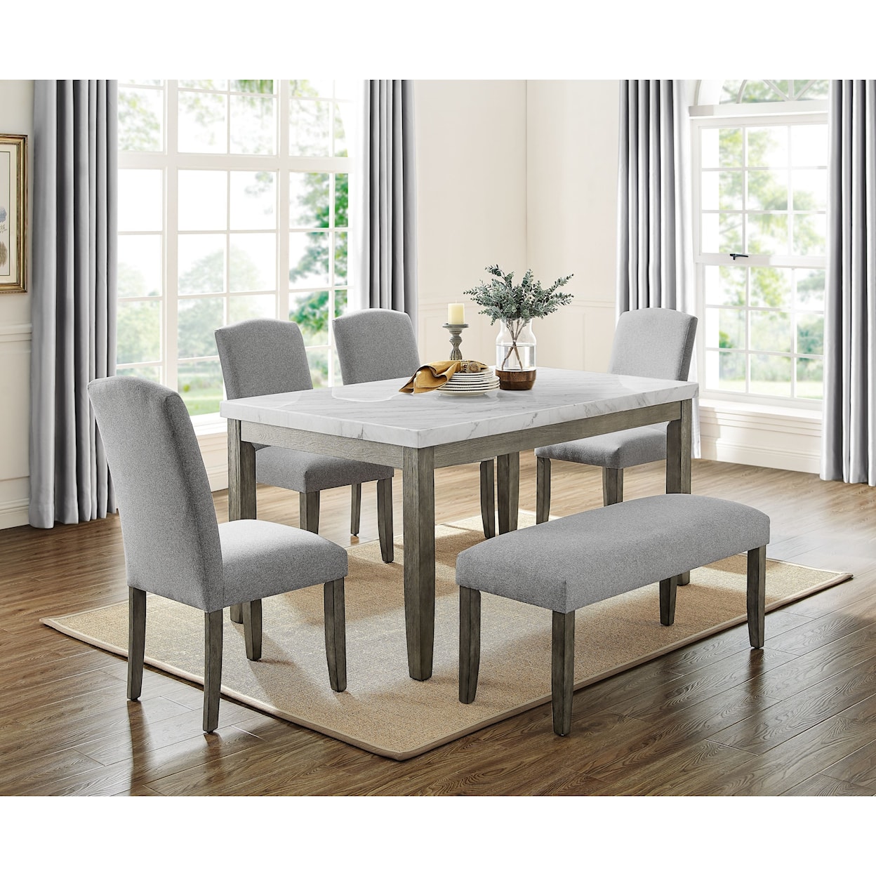 Steve Silver Emily Table & Chair Set with Bench