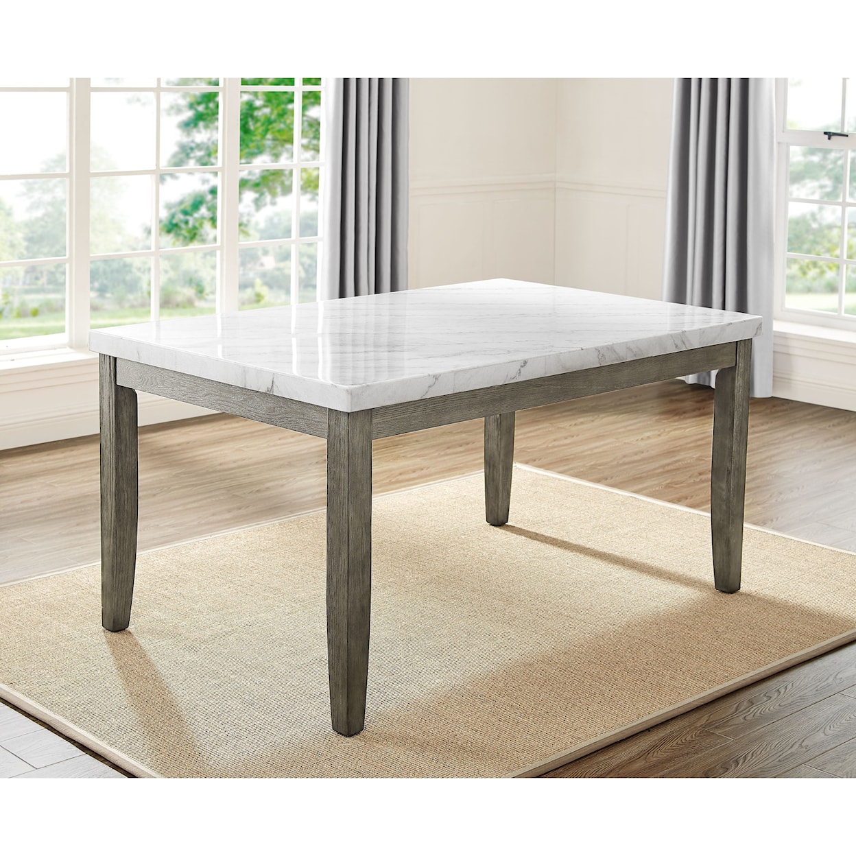 Belfort Essentials Emily White Marble Top Dining Table