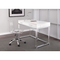 Chrome and Acrylic Writing Desk and Swivel Chair Set