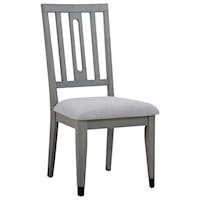 Gray Finish Side Chair with Upholstered Seat