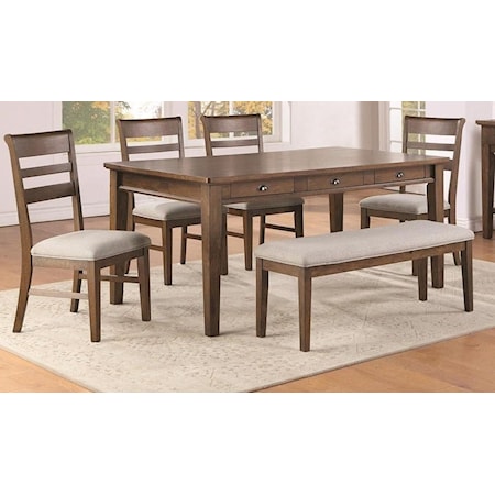 6-Piece Dining Set includes Table, 4 Chairs and Bench!