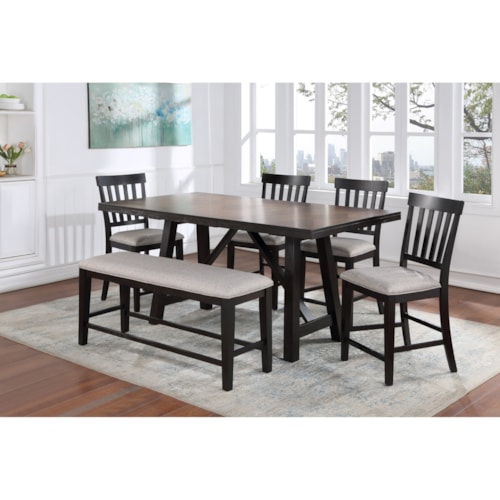 Farmhouse Table & Chair Set with Bench