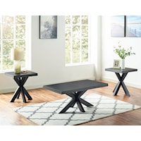 Ebony Rectangular Coffee Table and 2 Square End Table Set