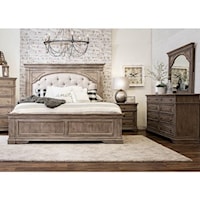 3 Piece Queen Upholstered Bed, 8 Drawer Dresser, Mirror and 3 Drawer Nightstand Set