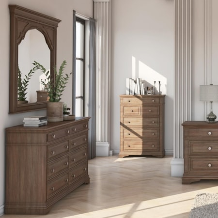 Dresser and Mirror Set