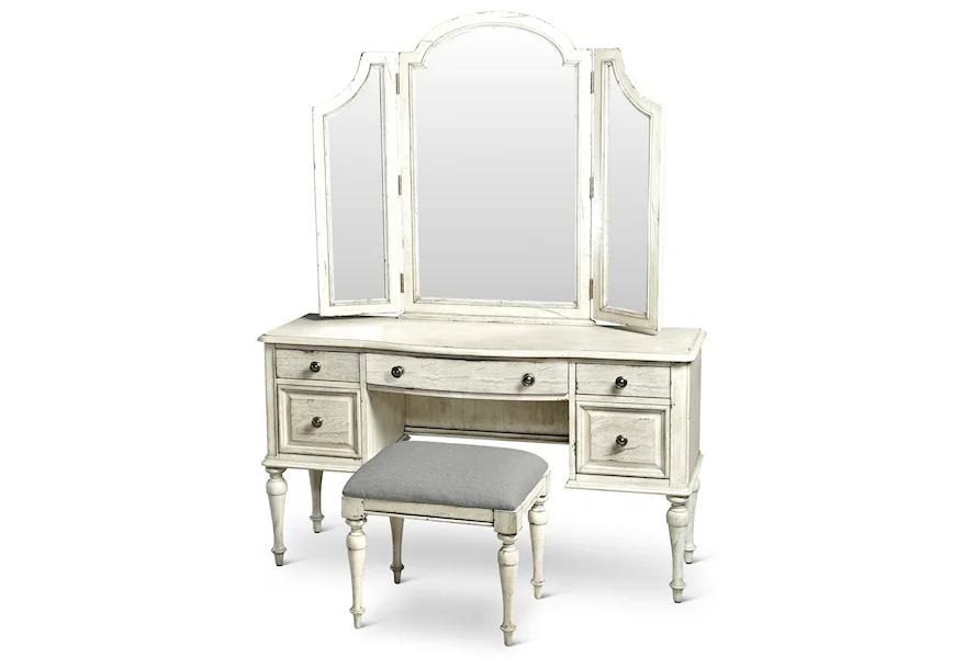 Highland Park Vanity and Mirror Set with Bench by Steve Silver at Galleria Furniture, Inc.