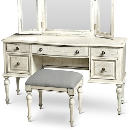 HIGH POINT WHITE VANITY DESK |