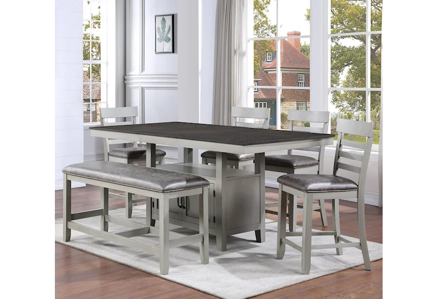 Hyland 6-Piece Counter Table Set with Bench by Steve Silver at Dream Home Interiors