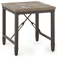 Industrial End Table with Iron Base