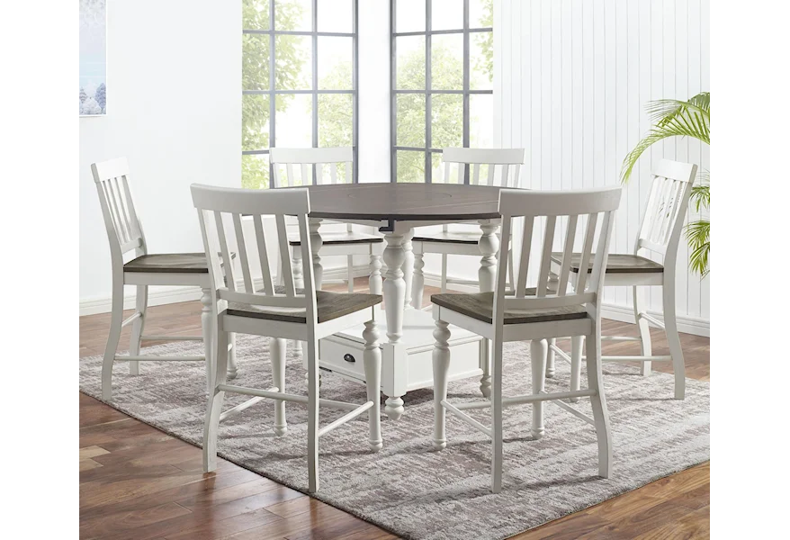 Joanna 7-Piece Round Counter Table Set by Steve Silver at Sam Levitz Furniture
