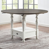 Farmhouse Round Counter Table with Drop Leaves and  Lazy Susan
