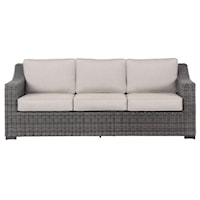 Coastal Outdoor Patio Resin Wicker Sofa with Cushions