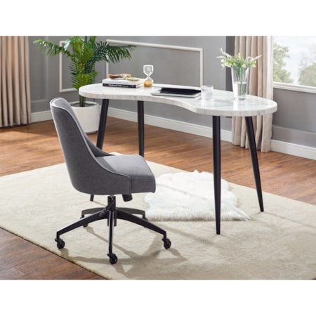White Marble Top Kidney Desk