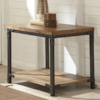 Industrial End Table with Metal Frame