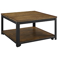 Casual Wood/Metal Square Lift Top Cocktail Table w/ Casters