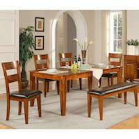 6 Pc. Leg Table with Four Side Chairs and Bench