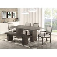 Contemporary Dining Table and Chair Set with Bench