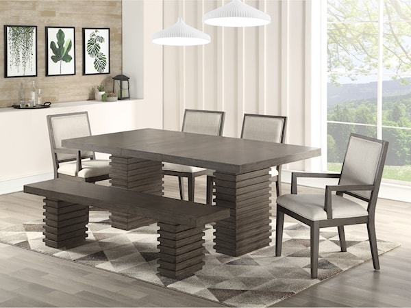 Dining Table and Chair Set with Bench