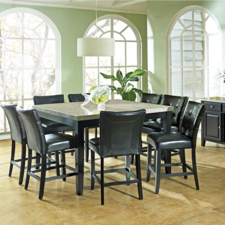 9 Pc. Marble Veneer Top Gathering Table Set