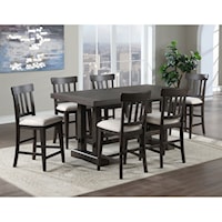 Contemporary 7-Piece Counter Height Dining Set with Leaves