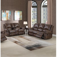 Manual Reclining Sofa and Reclining Loveseat with Center Storage Set