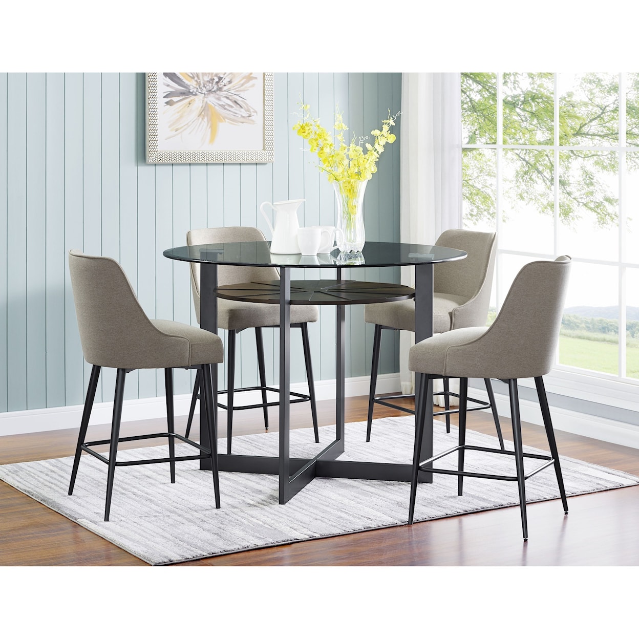 Prime Olson SS 5 Piece Counter Dining Set
