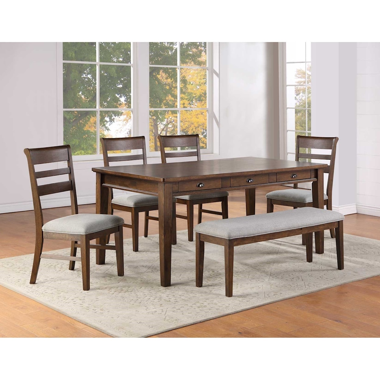Steve Silver Ora 6-Piece Table, Chair, and Bench Set