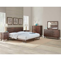 3 Piece King Panel Bed, 6 Drawer Dresser, Mirror and 2 Drawer Nightstand Set