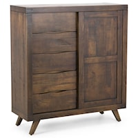 Mid-Century Modern Rustic Gentleman's Chest with 5 Drawers and 3 Shelves