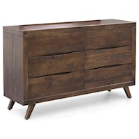 Mid-Century Modern Rustic Dresser with 6 Drawers