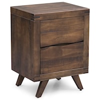 Mid-Century Modern Rustic Nightstand with 2 Drawers