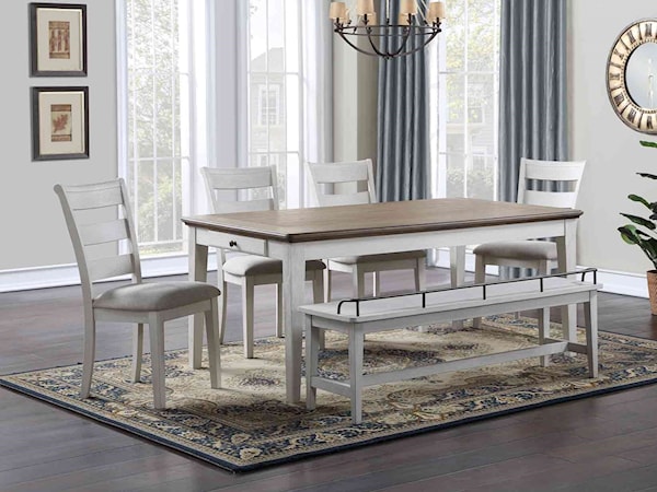 6-Piece Formal Dining Set with Bench 