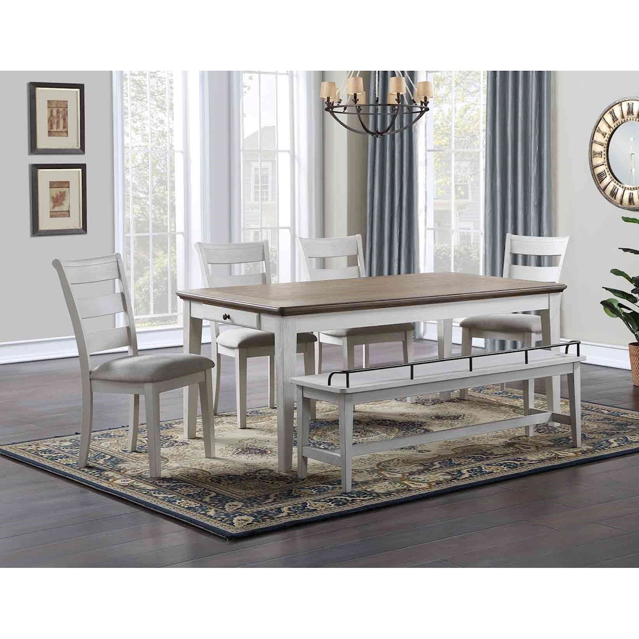 Steve Silver Pendleton 6-Piece Formal Dining Set with Bench 