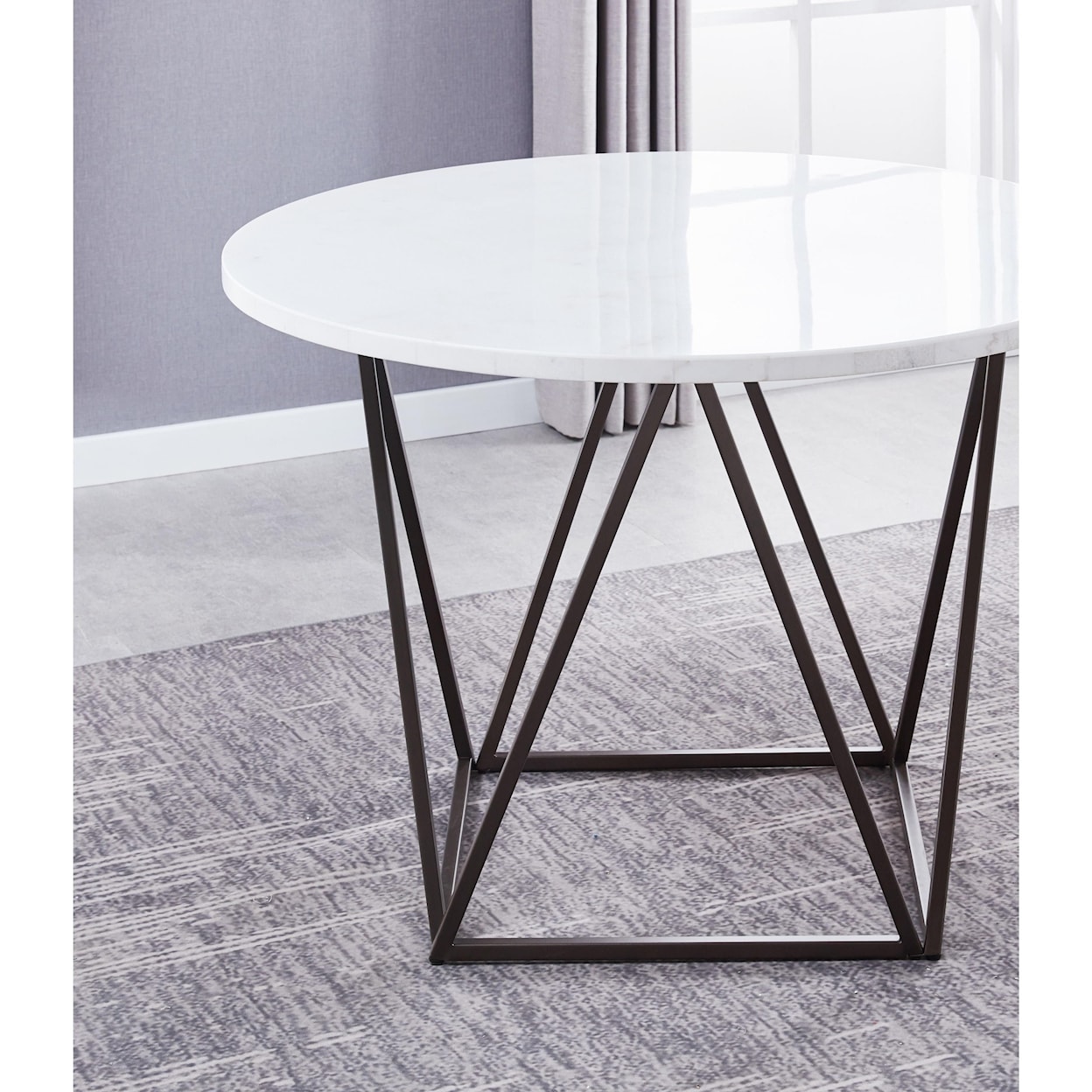 Prime Ramona White Marble Top Round Dining Table