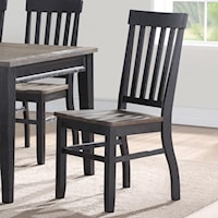 Casual Two Tone Slat Back Side Chair