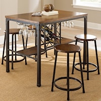 5 Piece Wine Storage Counter Table Set