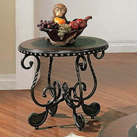 Traditional Round Metal End Table