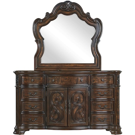 Dresser and Mirror Set