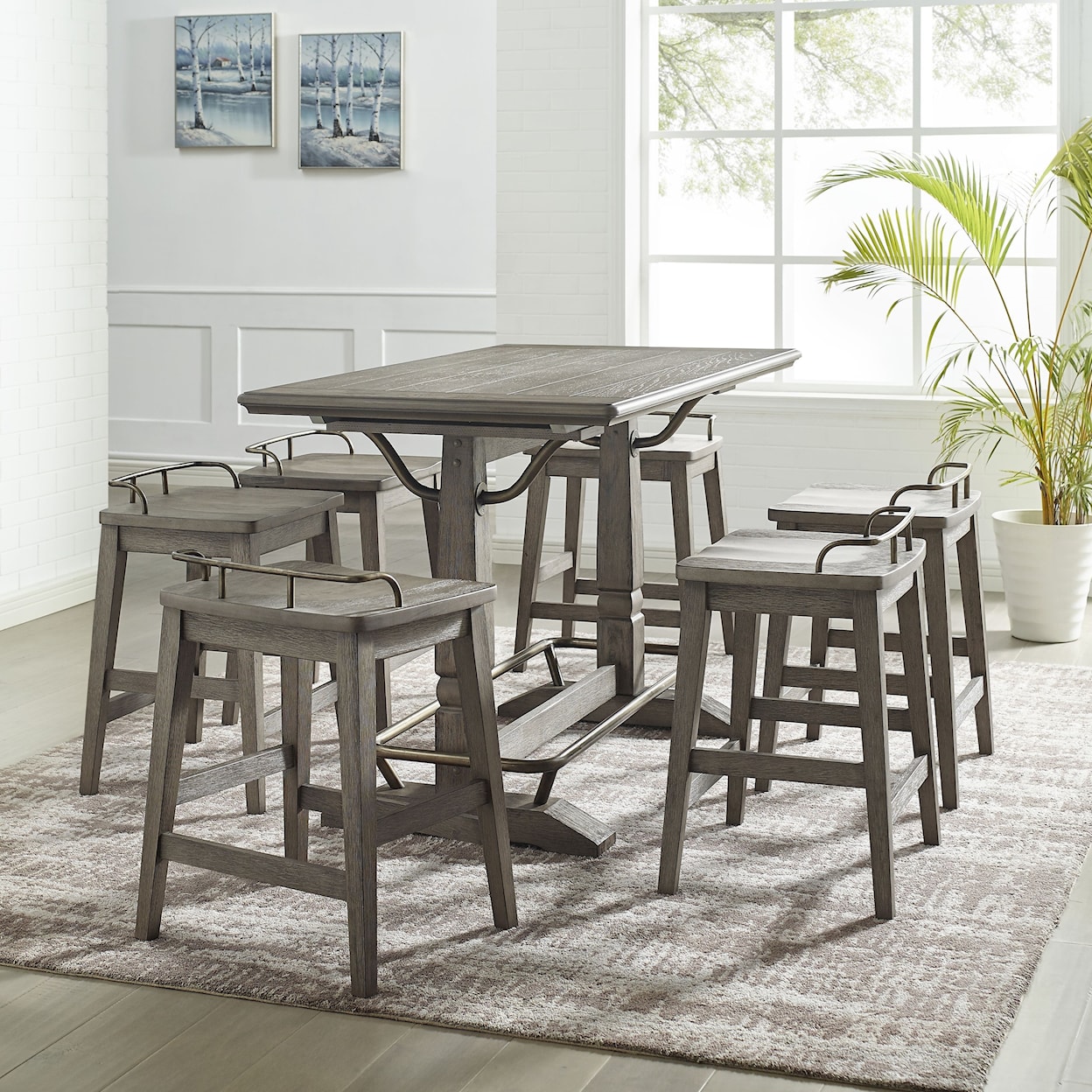 Steve Silver Ryan 7-Piece Counter Height Table and Stool Set