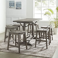 Transitional 7-Piece Counter Height Table and Stool Set