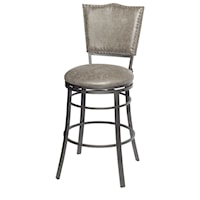 Transitional Swivel Barstool with Nailhead Trim and Scratch Resistant Finish