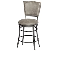 Transitional Swivel Counter Stool with Nailhead Trim and Scratch Resistant Finish