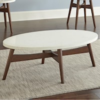 Silverstone&reg; Oval Cocktail Table with Solid Wood Base