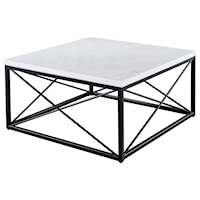 Contemporary White Marble Top Square Cocktail Table