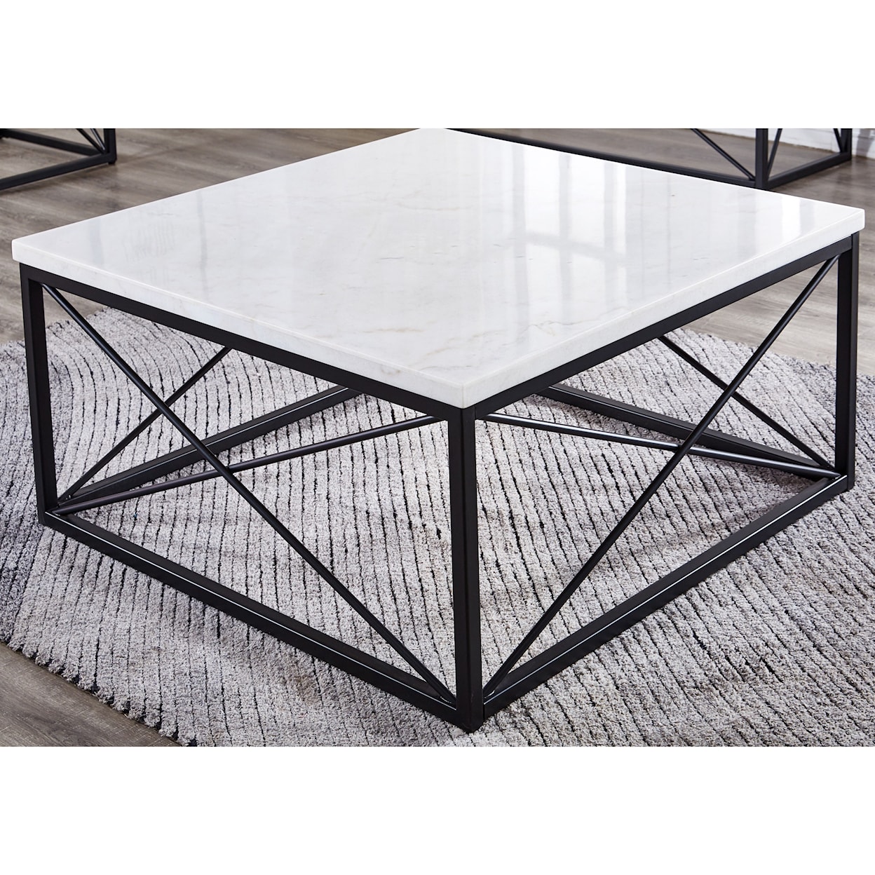 Steve Silver Salter White Marble Top Square Cocktail Table