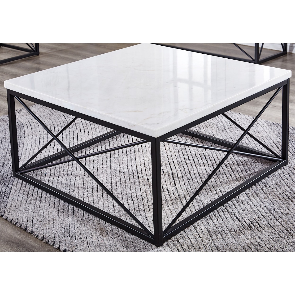 Steve Silver Skyler White Marble Top Square Cocktail Table