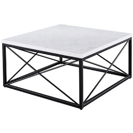 White Marble Top Square Cocktail Table