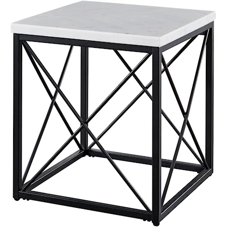 White Marble Top Square End Table