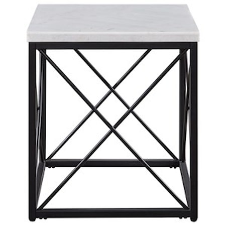 White Marble Top Square End Table