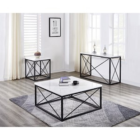 White Marble Top Square End Table